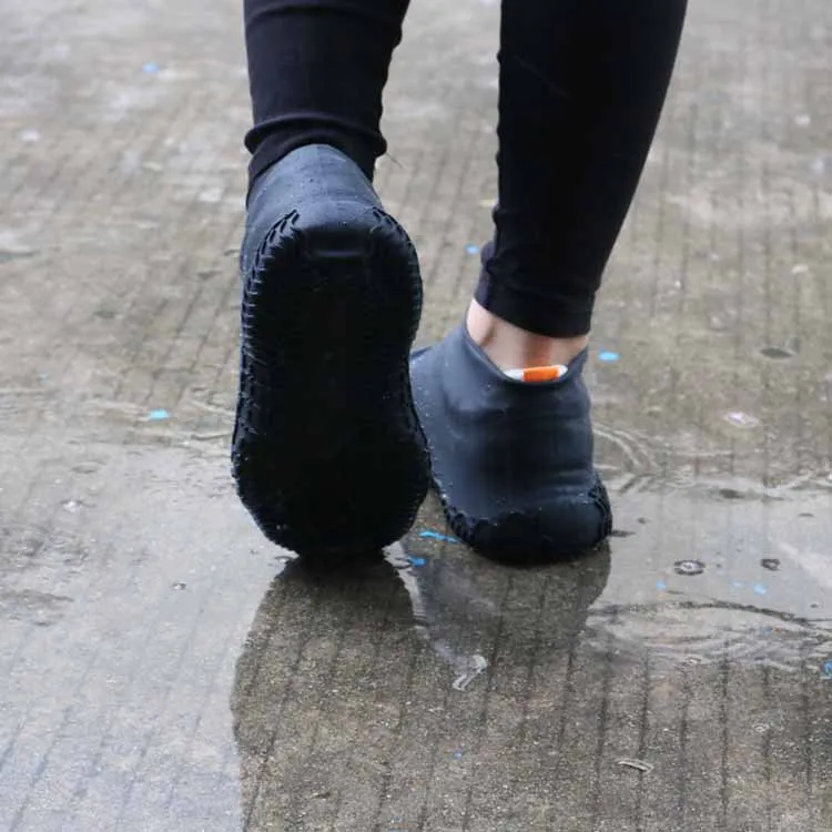 Обувь водонепроницаемая крышка дождевики обувь для мужчин/женщин водонепроницаемый чехол для обуви Большие размеры 24-47 - Цвет: Black