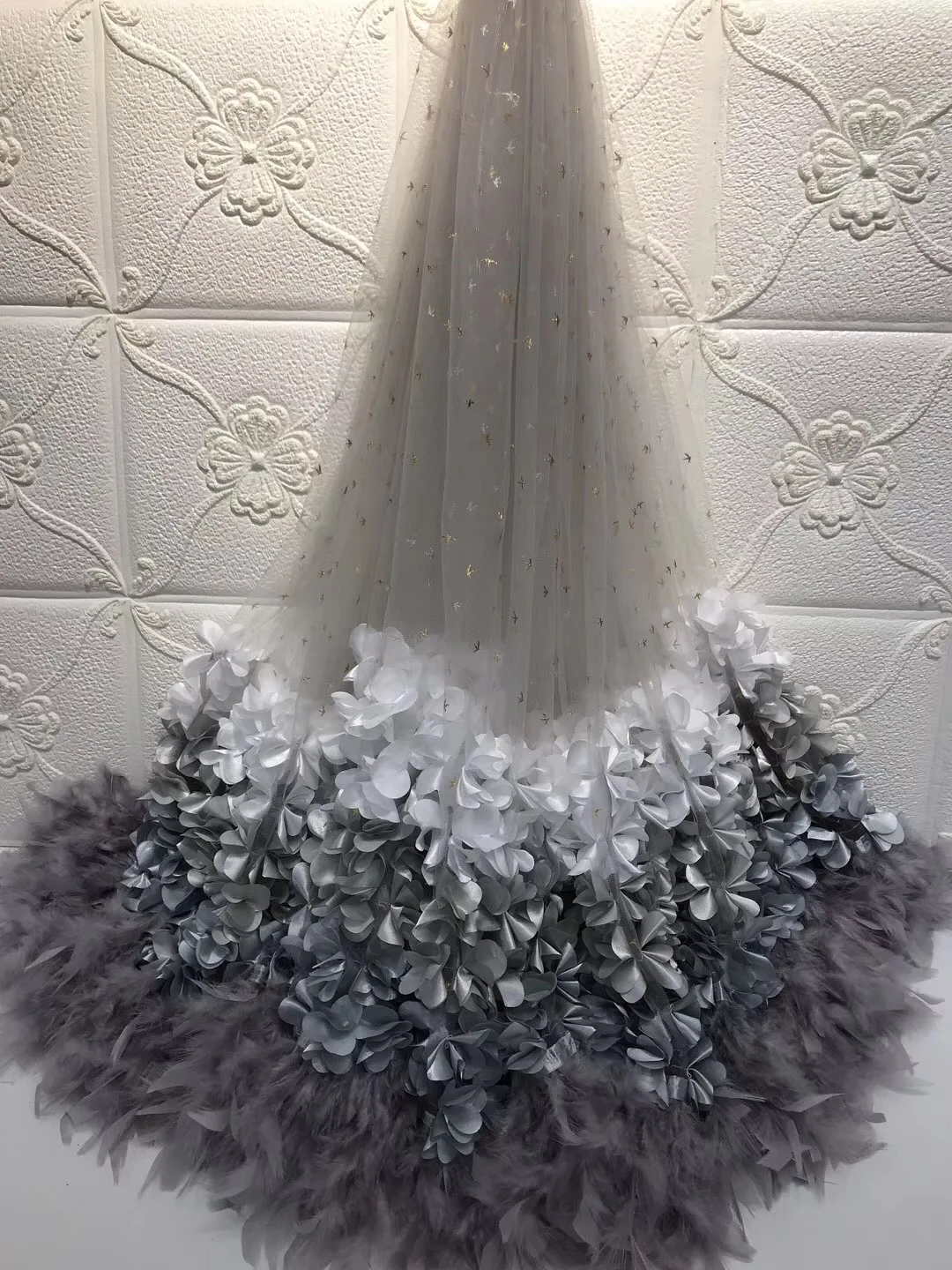 Африканская кружевная ткань высокого качества кружевная 3d Цветочная кружевная ткань вышитая кружевная отделка 5 ярдов для Африканский Свадебный платье ZA168-9 - Цвет: As Picture