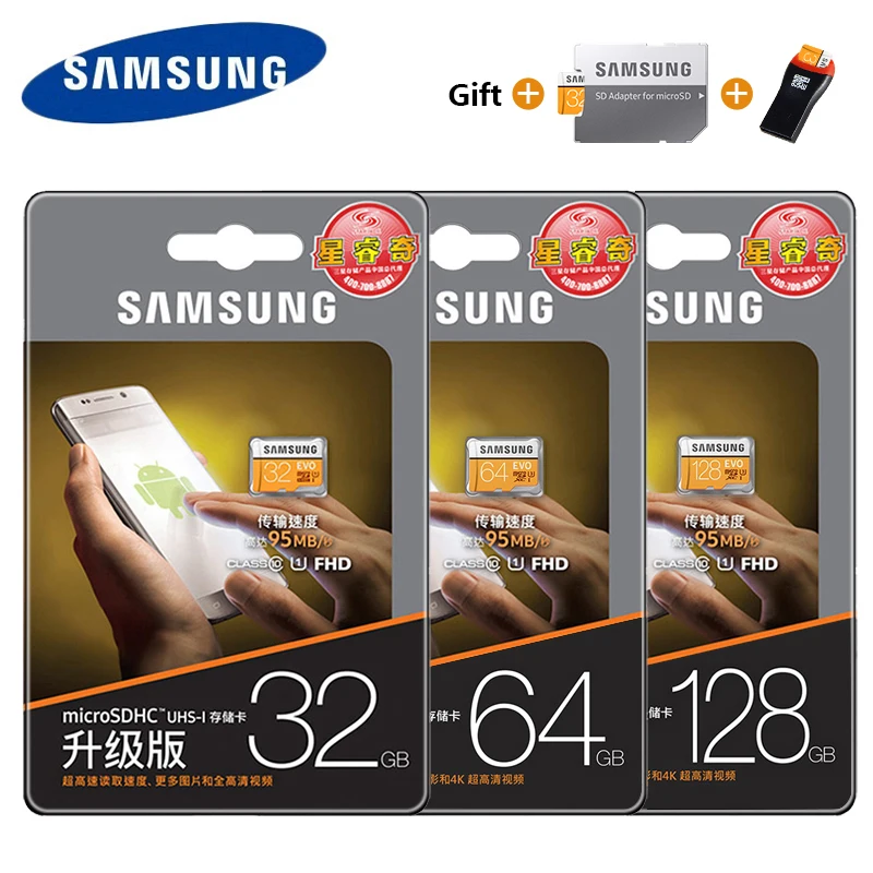 SAMSUNG micro sd карта 256G 128 Гб 64 ГБ 32 ГБ 16 ГБ до 95 МБ/с./с класс 10 U3/U1 EVOPlus micro sd карта памяти картао де Мемория