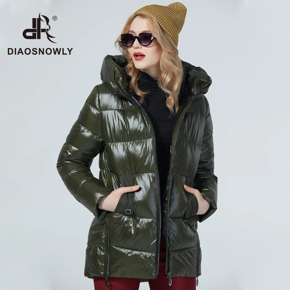 DIAOSNOWLY 2020 Зимняя Куртка Женская с Капюшоном Пуховики Зимние Женские Мода Теплое