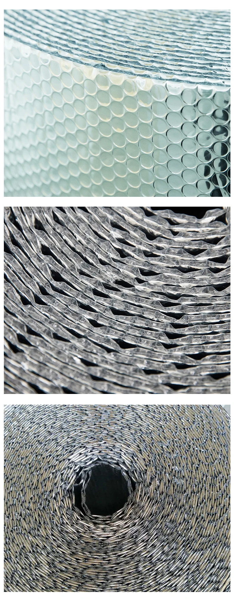 Three Layers Aluminum Foil Bubble Reflecting Film And Sunscreen Heat Insulation Foil for Building Roof and Room, 50sqm/roll