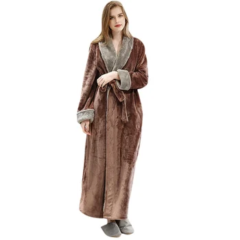 

Couple Nightgown Lace-up Gown Plus Size Nightgown Thick Solid Color Loose Robes Vetements Femmes