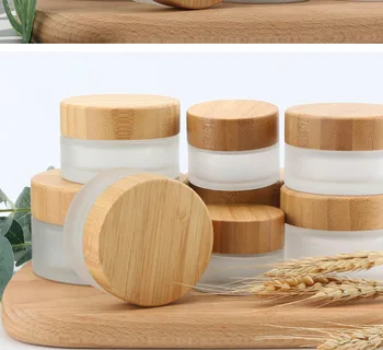 

5g 15g 50g 100g Mask Cream Empty container Multifunctional Personal Care Cbd Food Storage Glass Canister Jars With Bamboo Lids