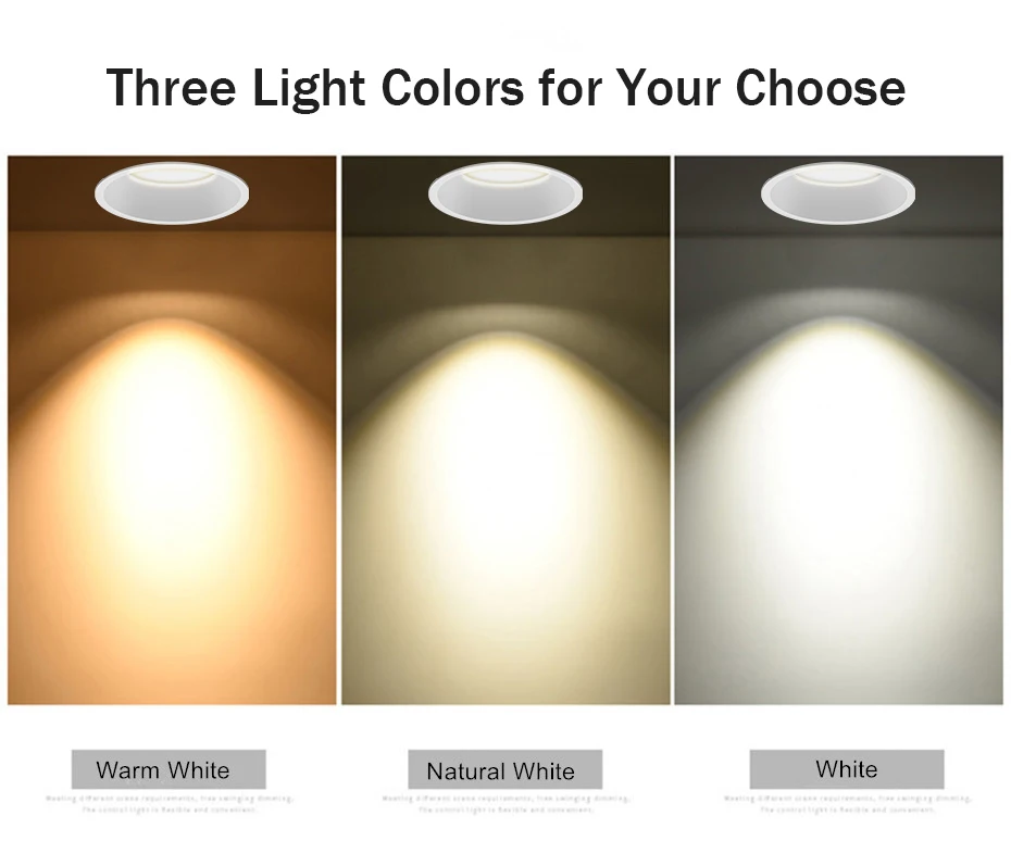 Dimmable LED Spot light 15W 12W Anti-Glare led downlight Angle Adjustable Indoor ceiling lamp Bedroom Kitchen led Recessed light