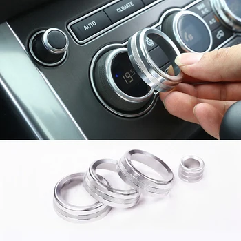 

Accessories Knob Button Silver Covers Console Ring Aluminium Alloy 4pcs Kit