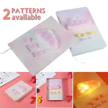 

Cloud Mini Love Star Paper Notebook with Light Portable Notepad Memo Travel Diary Notebook Journal Hand Book Birthday Gifts