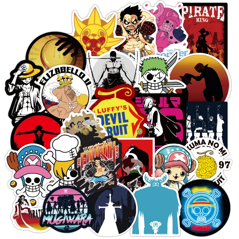 

NEW 100Pcs ONE PIECE Luffy Anime Stickers For Car Laptop PVC Backpack Home Decal Pad Bicycle PS4 Graffiti Sticker Toys Decal F4