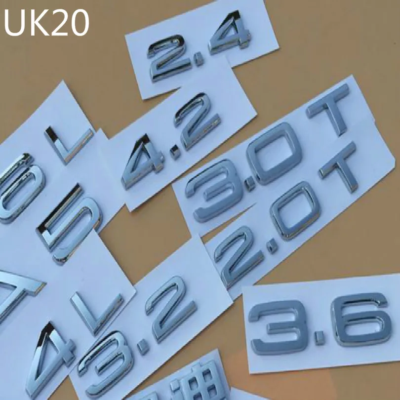 

UK20 SILVER PVC DIY Letters+numbers car emblem combination emblem car logo model car badge sticker with paste for modify