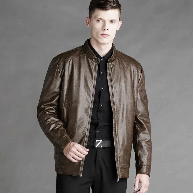 Зимняя модная мужская кожаная куртка, высокое качество, Мягкая шерстяная подкладка, Бизнес искусственная кожа, мужская куртка, 2 цвета, J9516-48878-A