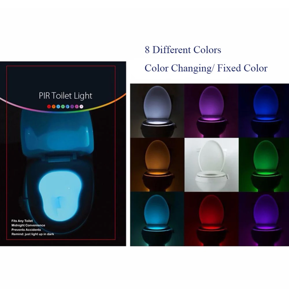 LED Toilet Seat Night Light Motion Sensor WC Light 8 Colors Waterproof Backlight for Toilet Bowl Luminaria Lamp Bath Toilet Lamp 7