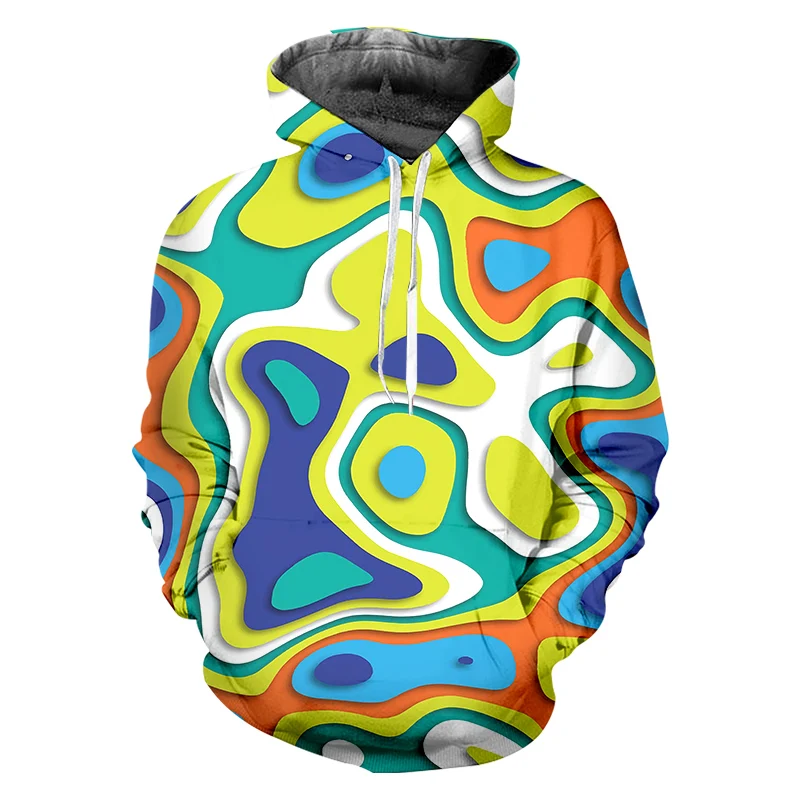 

IFPD EU/US Size Paint Color Pattern Hoodies Autumn Men 3D Printing Sweatshirts Personality Casual Dizziness Streetwear Oversize