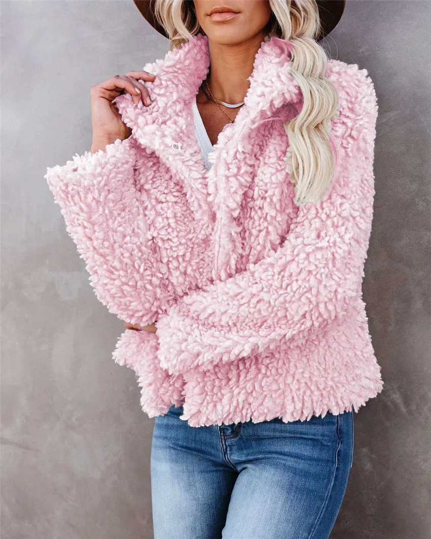 Tanie 2021 jesienno-zimowy damski nowy płaszcz z wełny jagnięcej krótka modna sklep