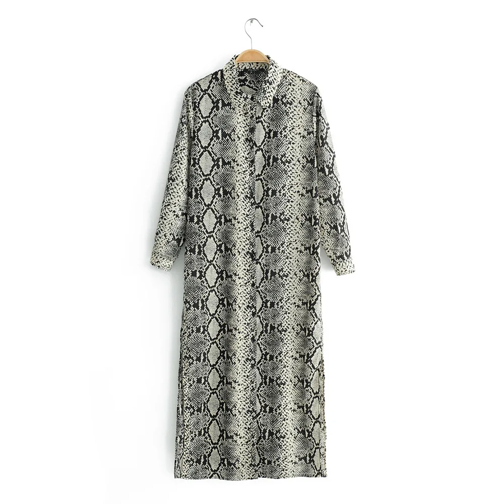 

2019 Western Style Autumn And Winter Women's Dress New Style Snakeskin Printed Mid-length Dress