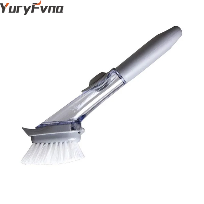 

YuryFvna Washing pot brush long handle hydraulic washing pot brush automatic liquid adding sponge cleaning brush for kitchen
