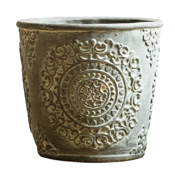 

Classic old African element flowerpot, handmade art decorative vase