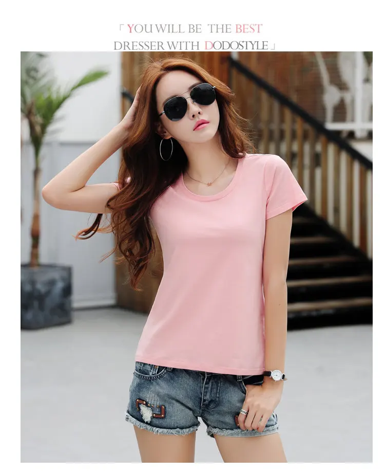 Летняя женская футболка, хлопковая однотонная белая футболка, Camiseta Femenina, короткий рукав, повседневные топы, женская тонкая Базовая футболка T27