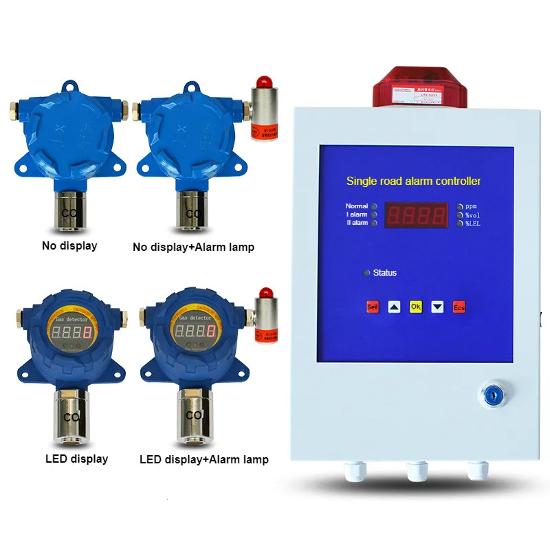 

Wall mounted lpg ch4 o2 h2s co gas leak detector alarm control panel 4-20mA controller
