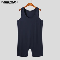 Stylish Men's Comeforable Jumpsuit Fashion All-match Simple Male Solid All-match Knitted Sleeveless Bodysuits S-5XL 2021 INCERUN