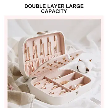 

Lady PU Leather Jewelry Box Storage Box Ring Multi-Function Display Case Portable Jewelry Organizer For Necklaces