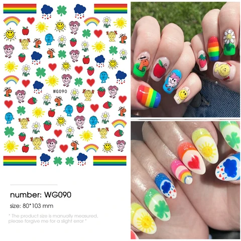 pieces 3D Super thin watermelon nails stickers tips Nail Art adhesive decals fruit Cool Design nail envelopes manicure