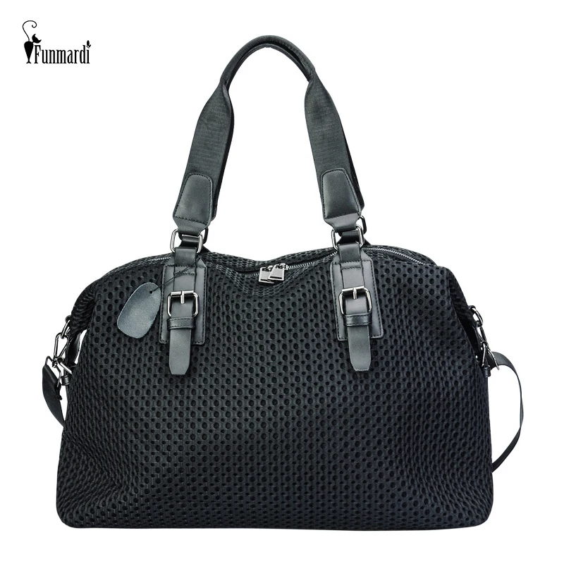 

FUNMARDI 2022 New Fashion Travel Bags Simple Casual Large Women's Bags Nylon Cloth Mesh Shoulder Bag Messenger Bag Lady WLHB2287