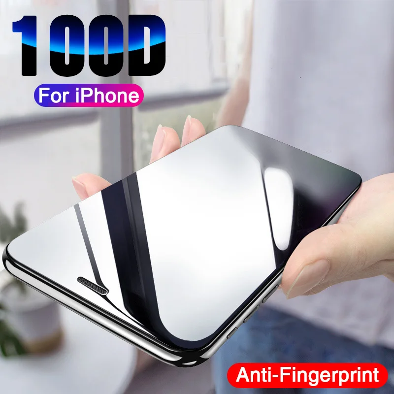 100D Full Cover Protective Glass on For IPhone X XR XS Max 5 5S SE Tempered Screen Protector for 7 8 6 6S Plus Film | Мобильные