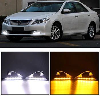 

CAPQX For Camry 2012-2014 Auto LED Daytime Light Running Light DRL Front Fog Lamp Day Light With Turn Signal Dimmed Relay