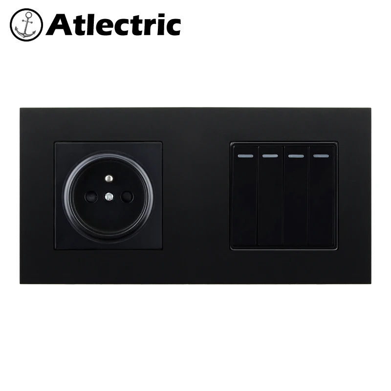 Atlectric 1 2 3 4 банды лампа кнопка выключателя света розетка электрическая розетка FR стандартная настенная розетка розетки выключатель света,переключатель,кнопки,кнопка включения