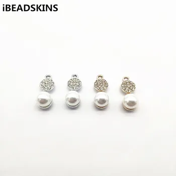 

New arrival! 24x10mm 100pcs Rhinestone/Imitation pearls Round Charm for Necklace Earrings parts,hand Made Earrings Jewelry DIY
