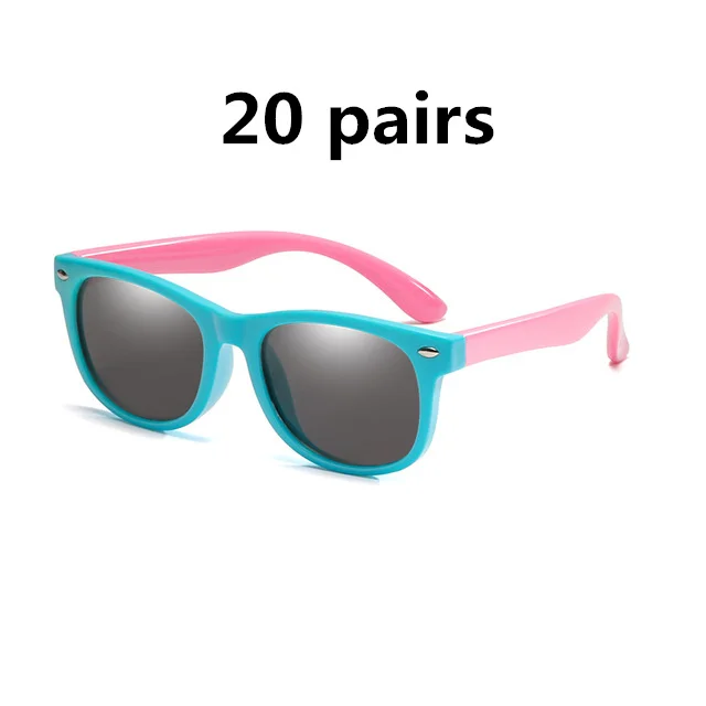 20 light blue pink Цена, новые детские солнцезащитные очки TR90 для мальчиков и девочек, поляризационные силиконовые защитные солнцезащитные очки, подарок для детей, малышей, UV400, Gafas - Lenses Color: 20 light blue pink