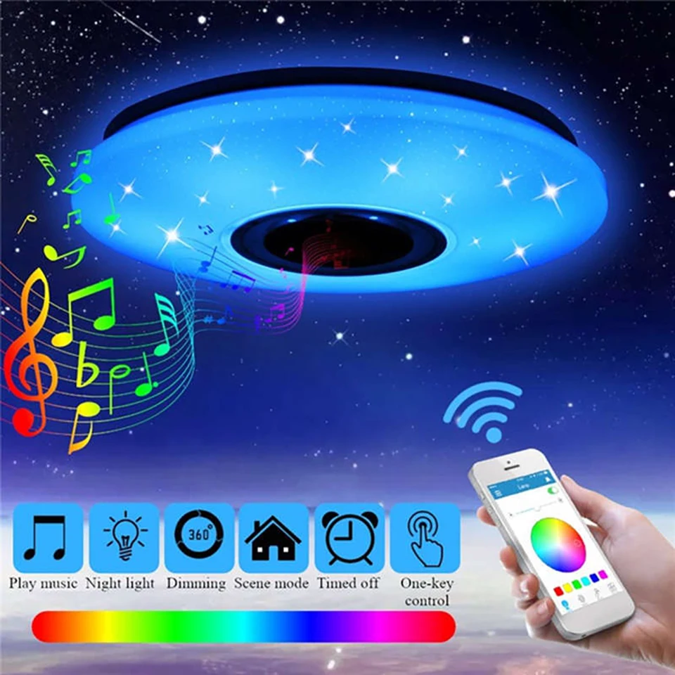 Цветная (RGB) светодиодный потолочный светильник для Украшения в спальню с Bluetooth
