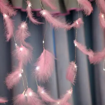 

USB Feather String Light Sweet Romantic Decorative Lamp Party Home Bedroom Decor K1MF