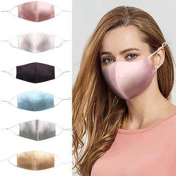 

Can Put Filter Face Mask Adjustable Women Soft Silk Masks Breathable Protective PM2.5 Dust Mouth Cover Washable Reuse Mouth Mask