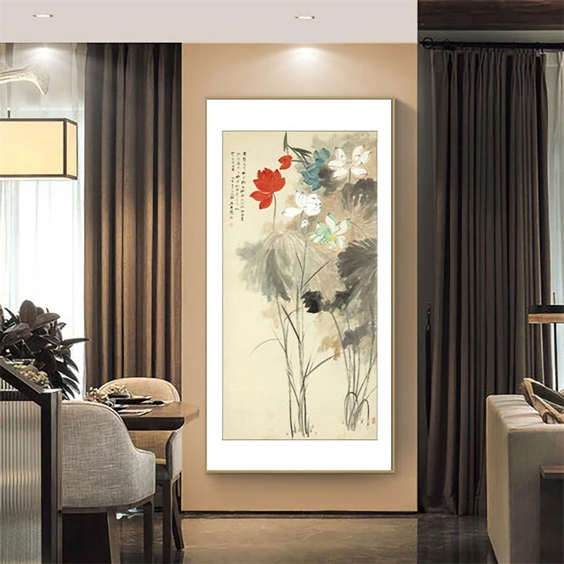 

Fragrans Flower Lotus Traditional Chinese Style Wall Art Canvas Painting Poster Picture Print For Office Living Room Home Decor