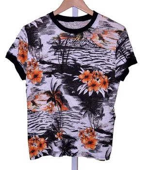 

17 Summer Ink Painting Printing T Shirt Joker Leisure Vacation Wind Top Z7302 Qing Goods