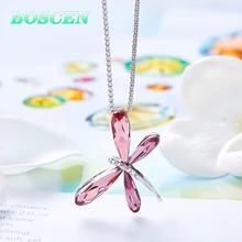 BOSCEN ожерелье с подвеской для женщин и девушек, подарок на день рождения, День Святого Валентина,, украшенное кристаллами Swarovski, розовая стрекоза