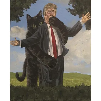 

DIY Painting By Numbers "don't speaking" Kit Oil Picture By Numbers Cartoon Cat Wall Art Painting on Canvas Home Decoration Gift