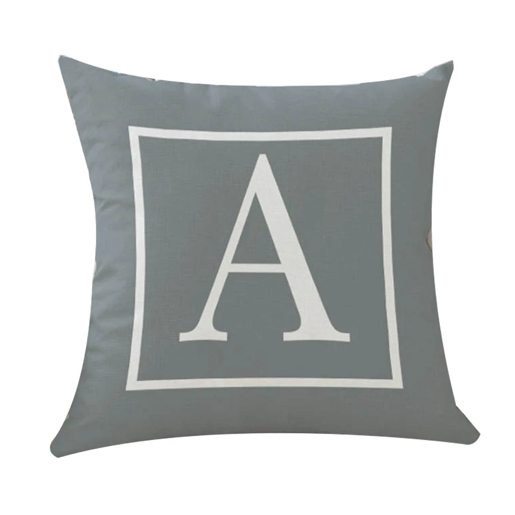 A Meijuner Cushion Cover Grey 26 English Alphabet Throw Pillowcase Single-sided Printing Pillowcase For Hotel Coffee Home Decor - Цвет: A