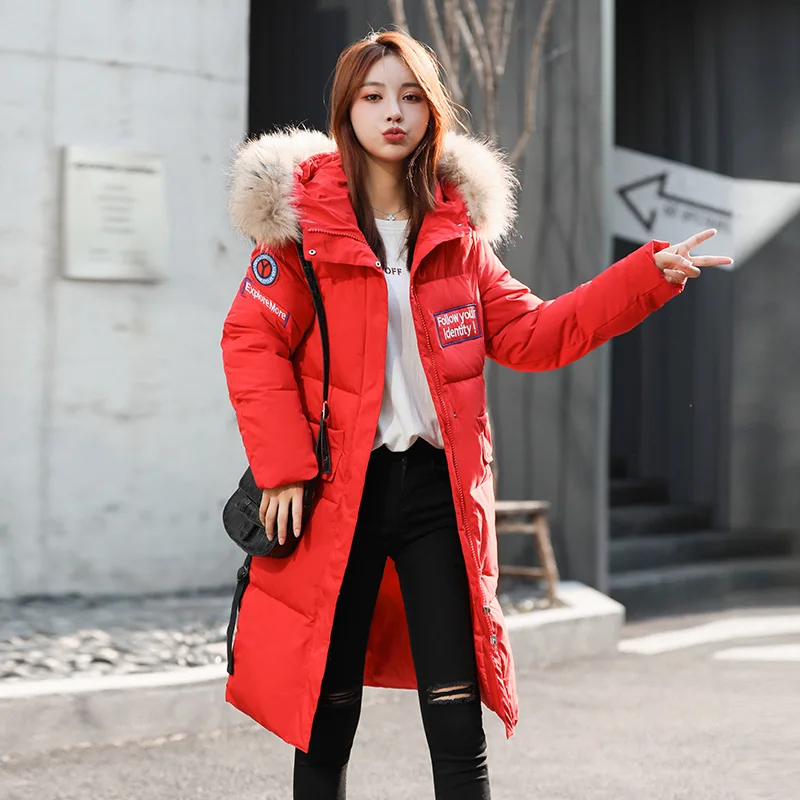 

2019 Winter New Style Korean-style Mid-length Loose-Fit Slimming Embroidered Army Workwear Coat down Jacket Cotton-padded Clothe