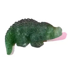 Натуральный кварцевый кристалл статуя животного зеленый авантюрин крокодиловый камень фэн шуй Исцеление Рейки для декора подарок