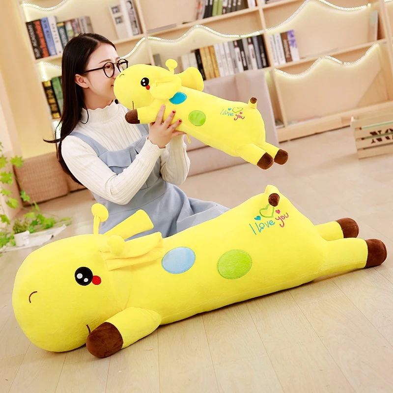 40-130cm lying giraffe fawn doll girl sleeping special pillow plush toy bed clip leg side sleeping pillow birthday valentine gif