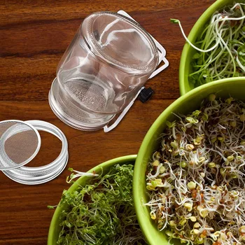 

4 Pack Metal Sprouting Jar Lid with 2 Pack Metal Sprouting Stands for Wide Mouth Mason Jars Canning Jars To Make Sprout
