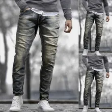 Мужские модные обтягивающие джинсы с потертостями, тонкие эластичные джинсы, байкерские джинсы, S-5XL, европейские и американские уличные модные джинсы