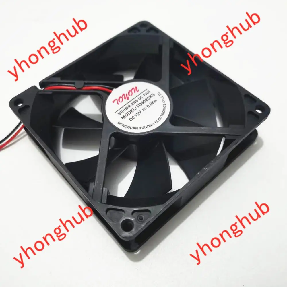Двухпроводной охлаждающий вентилятор для сервера TOYON TD9025XS TD9025LS DC 12V 0.08A 0.16A 90x90x25