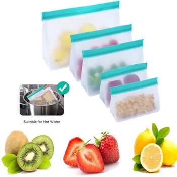 

Food Storage Bag Upgrade Leakproof Top Stand Up Reusable Freezer Ziplock Silicone Bag Food Preservation Bag 1Pcs