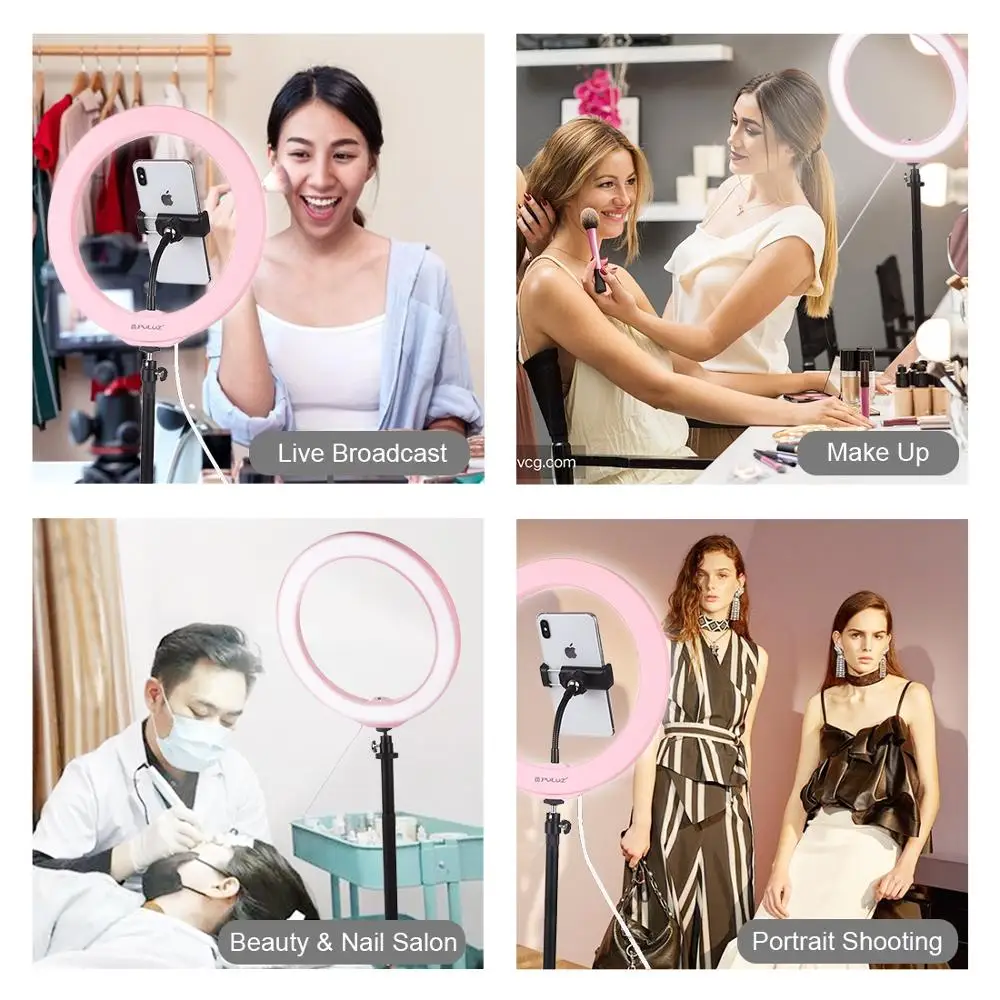 PULUZ 10.2 inch USB Dimmable LED Selfie Ring Light Photography Blogger Vlogging Youtube Video Light& Cold Shoe Ball Head PU397