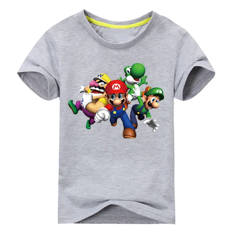 C Новые Топы для мальчиков и девочек, футболки с принтом Супер Марио, Луиджи Йоши, топы для детей, футболка с короткими рукавами, одежда, Детская футболка для малышей - Цвет: C