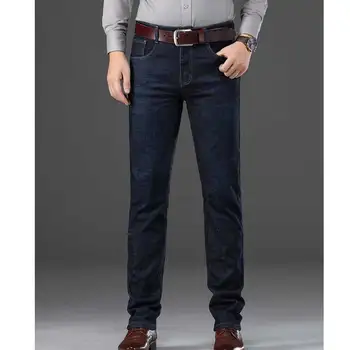 

South Korea 2019 autumn new jeans men straight loose pants winter youth stretch thick pants tide business casual gray men jeans