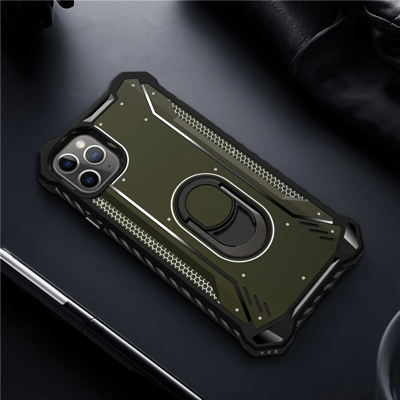 Противоударный металлический бронированный чехол, чехол для iPhone 11 Pro, прочный силиконовый чехол с кольцом, чехол для телефона для Apple iPhone 11 Pro Max, чехол