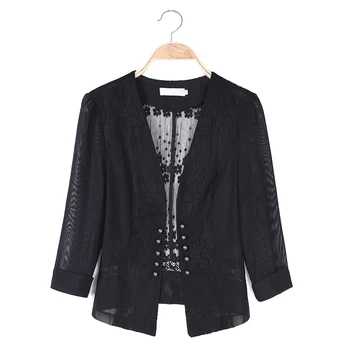 

Women Blazer Top Suit Jacket Black White Summer Leisure Short Coat Leisure Clothing Big Size M- 3XL
